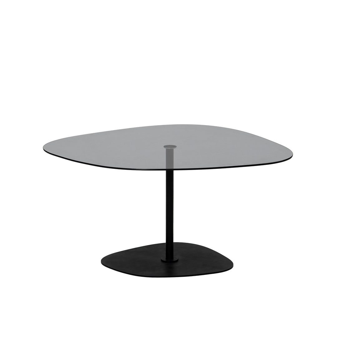 NORDVÄRK Soho sofabord organisk mørkegrå glas og sort metal 85x67