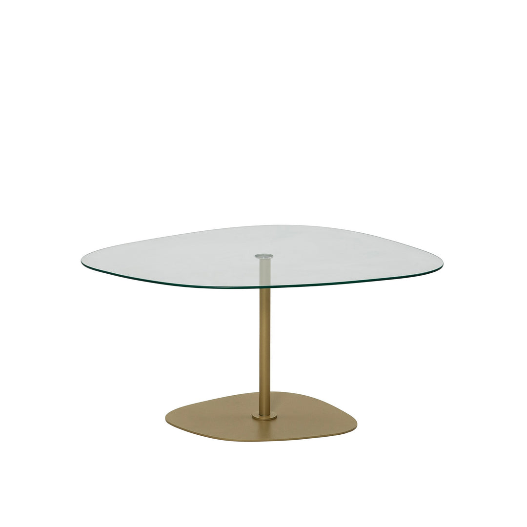 Produktbillede af NORDVÄRK Soho sofabord organisk klar glas og guld metal 85x67 i premium kvalitet
