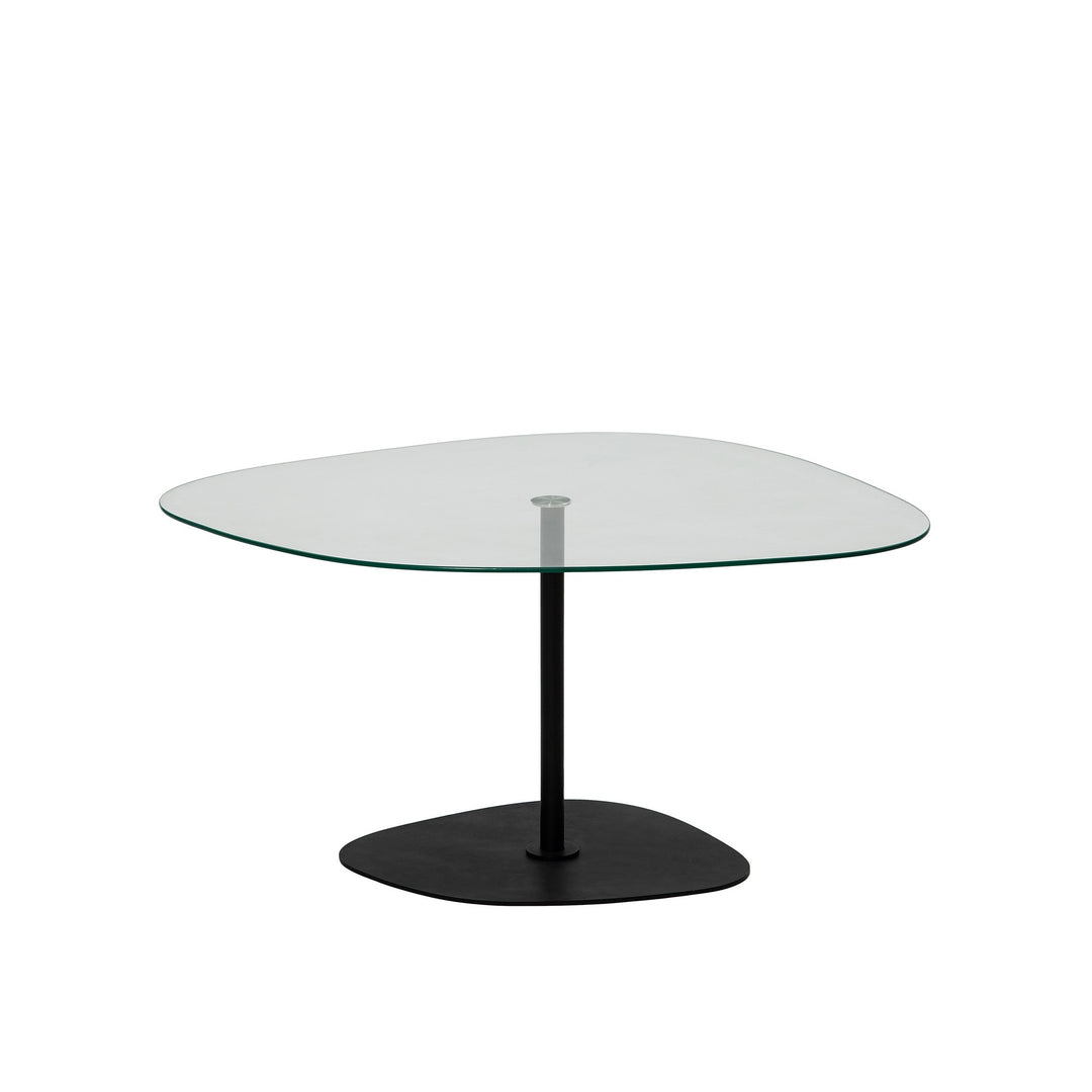NORDVÄRK Soho sofabord organisk klar glas og sort metal 85x67