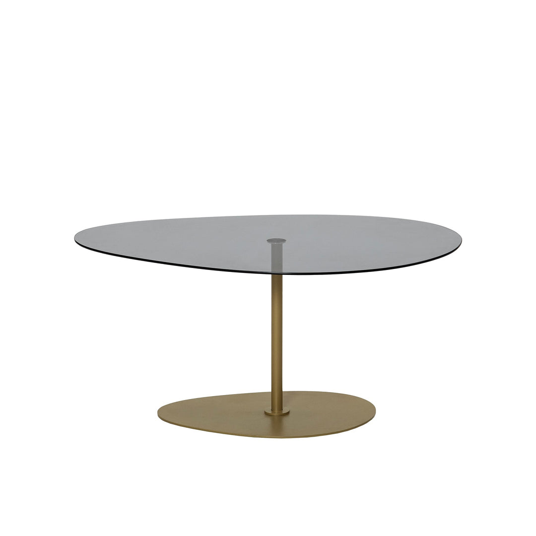 NORDVÄRK Porto sofabord organisk mørkegrå glas og guld metal 90x60