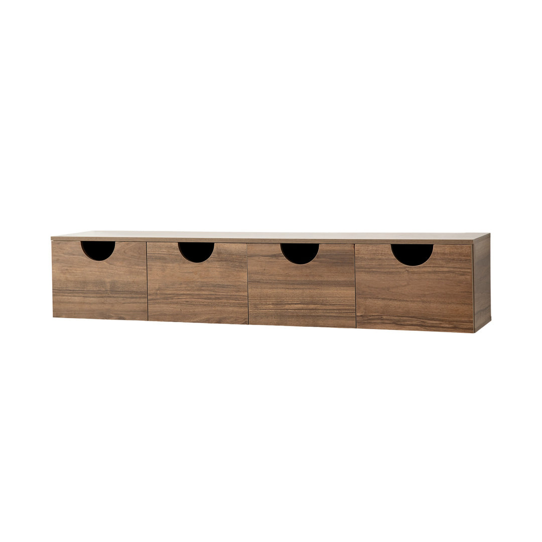 NORDVÄRK Four Seasons væghængt TV-bord m. 4 låger valnøddefarvet melamin 180x35