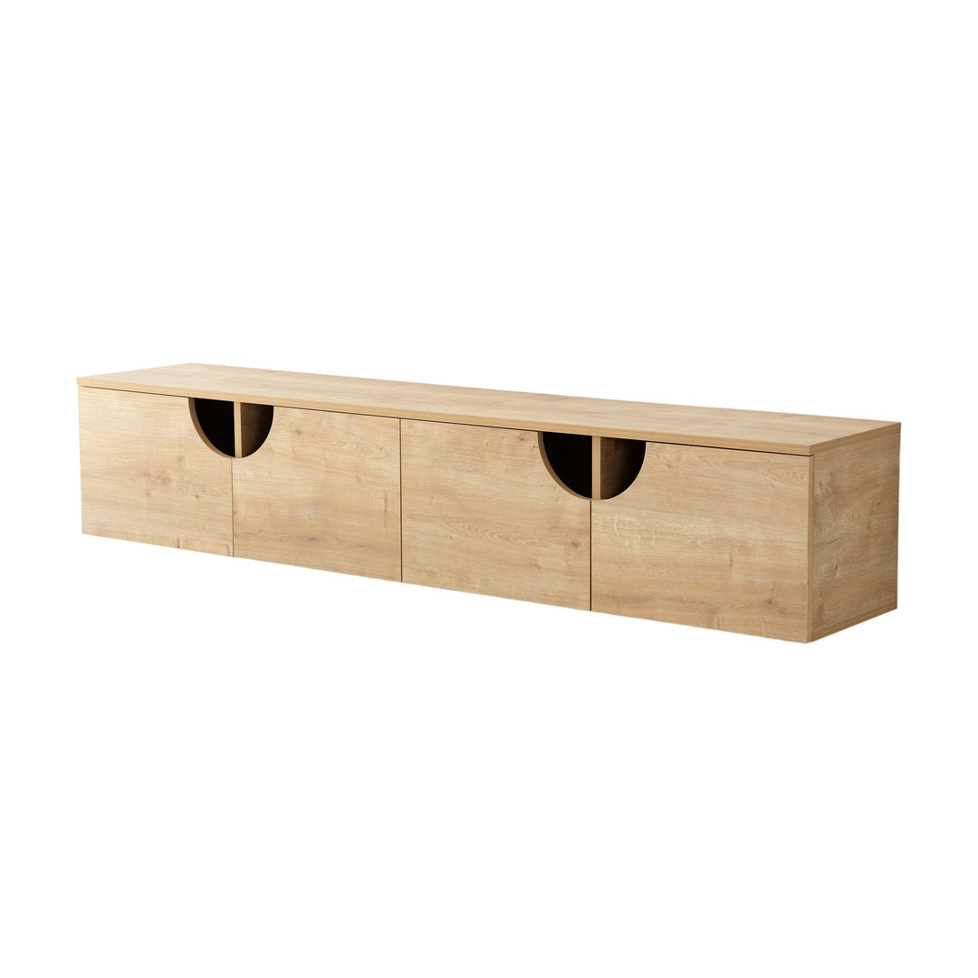 NORDVÄRK Grotte væghængt TV-bord m. 4 låger egefarvet melamin 180x35