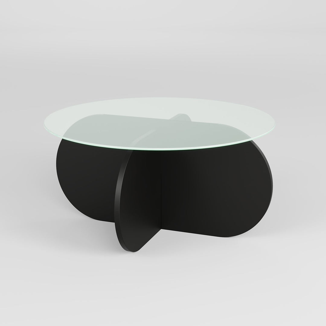 NORDVÄRK Bubble sofabord rund glas og sort melamin Ø75