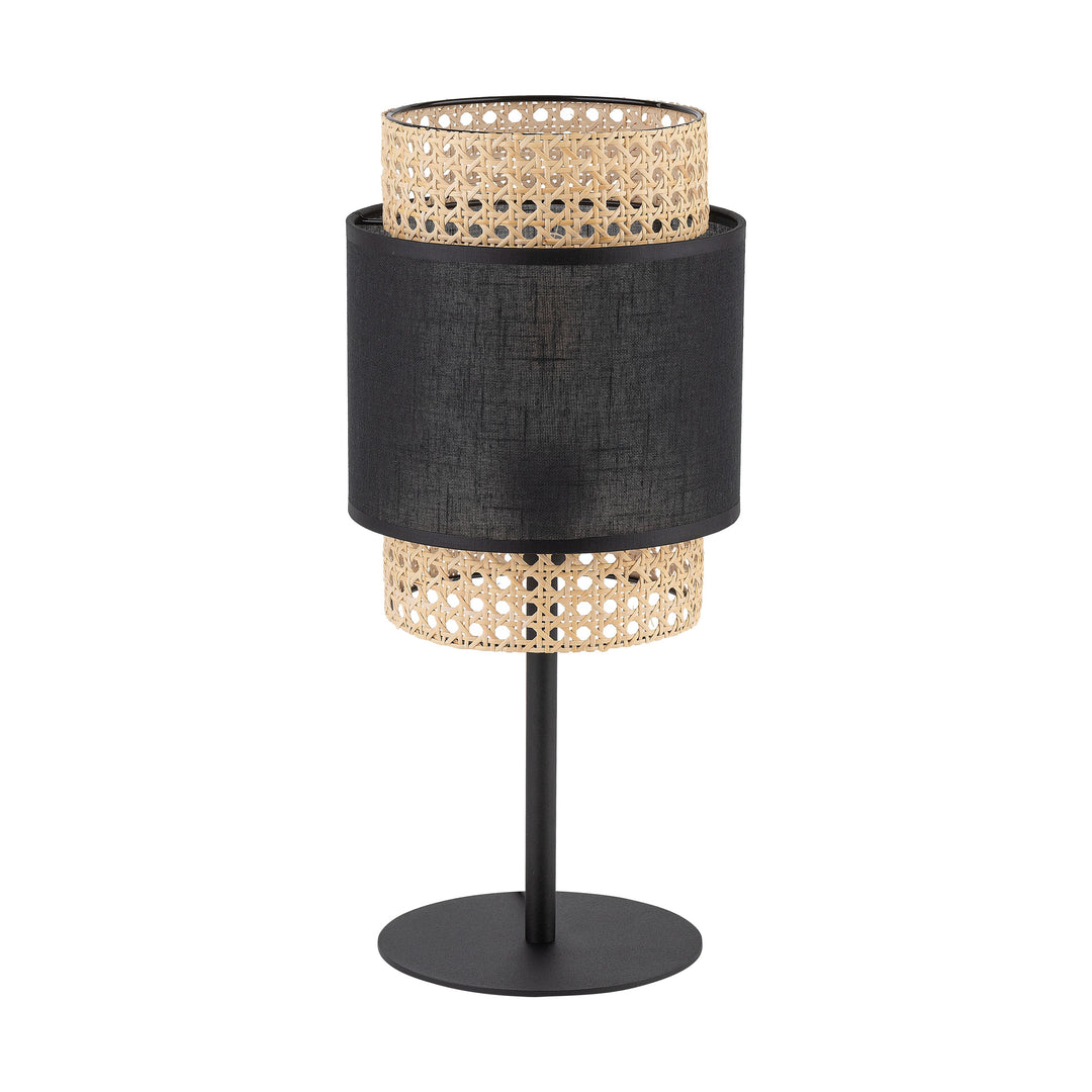 TK Boho bordlampe natur rattan og sort stof/metal