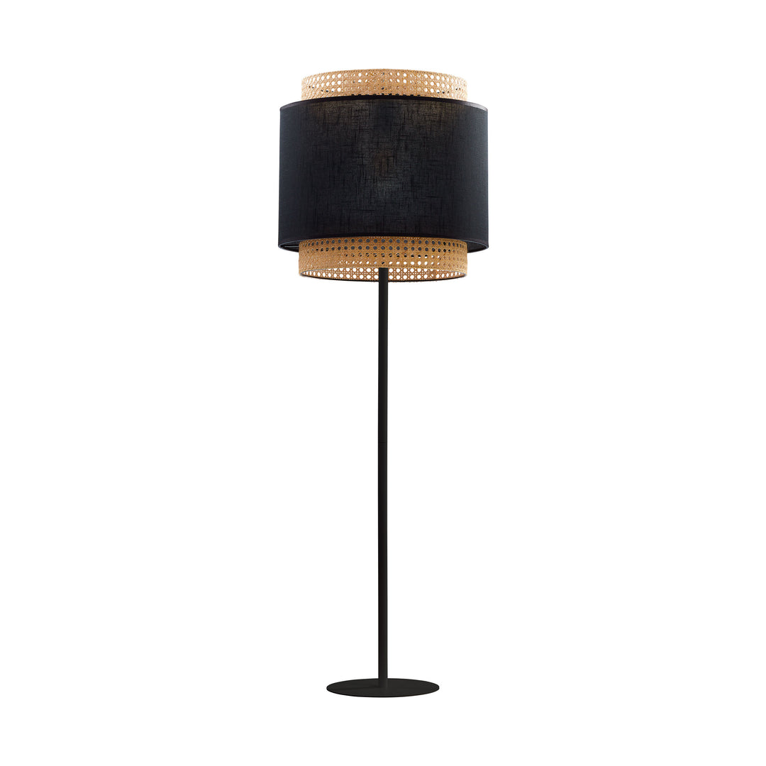 TK Boho gulvlampe natur rattan og sort stof/stål