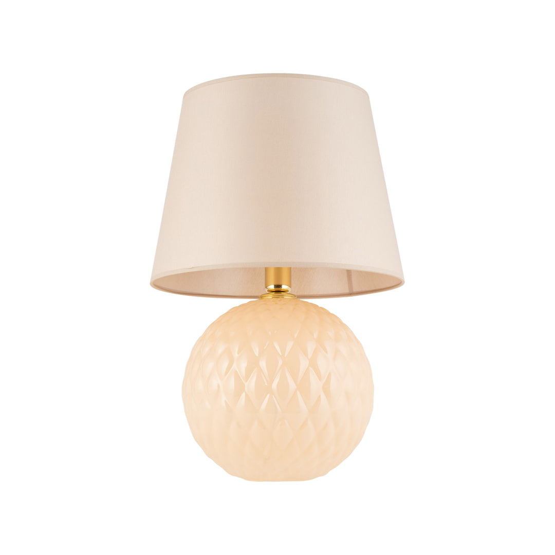 TK Santana bordlampe natur stof og sort glas