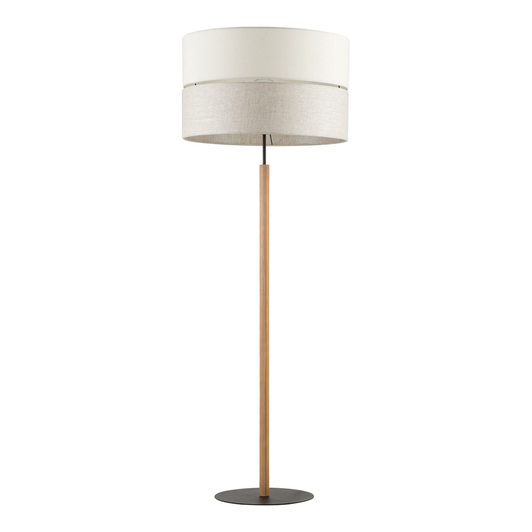 TK Eco gulvlampe rund natur stof fyrretræ og sort metal