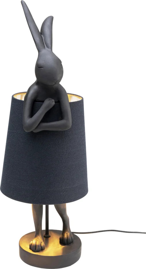 KARE DESIGN Animal Rabbit bordlampe sort hør og polyresin/stål