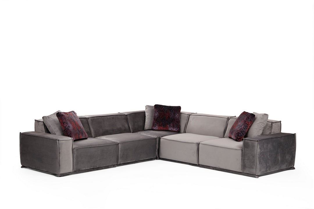 NORDVÄRK Lego 3 L1-O1-C-O1-1R hjørnesofa grå polyester