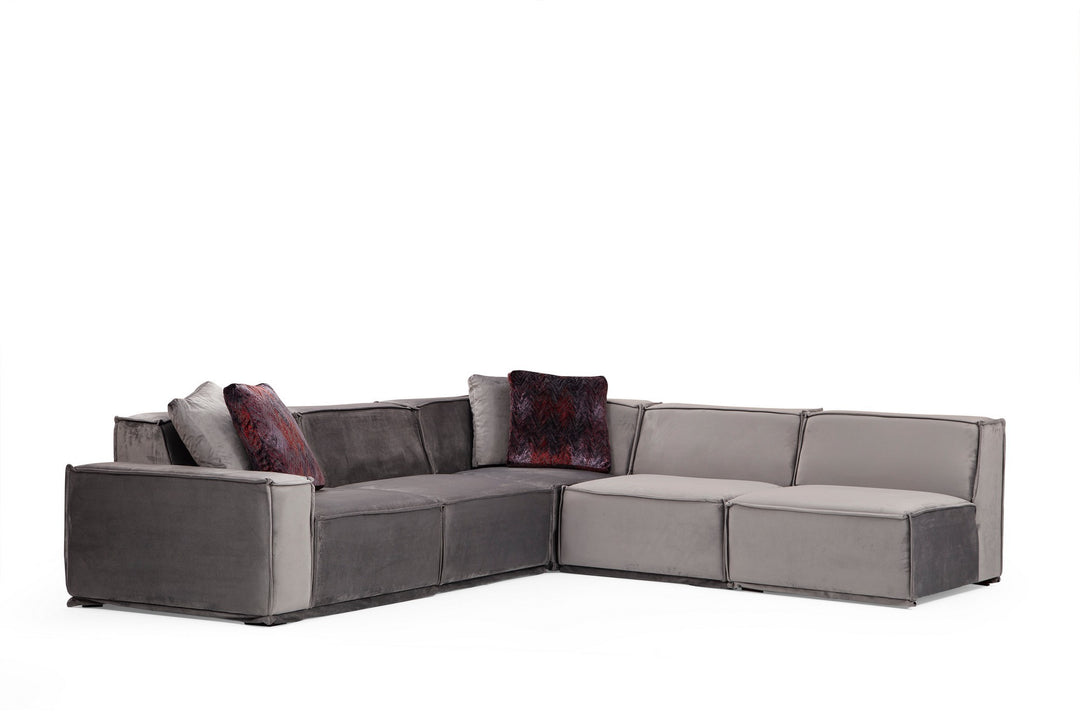 NORDVÄRK Lego hjørnesofa 4 L1-O1-C-O1-O1 grå polyester