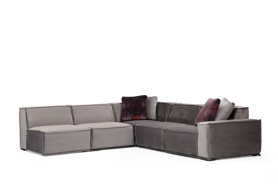 NORDVÄRK Lego hjørnesofa 5 O1-O1-C-O1-1R grå polyester