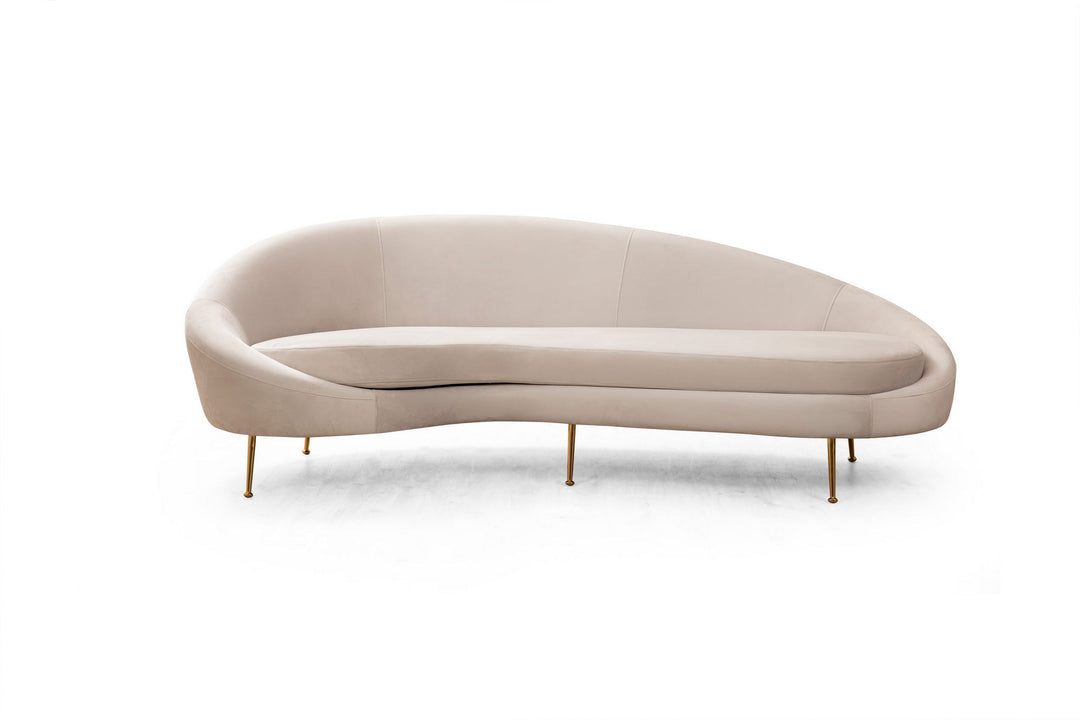 NORDVÄRK Eses 3 pers. sofa venstre beige polyester stof og guld metal