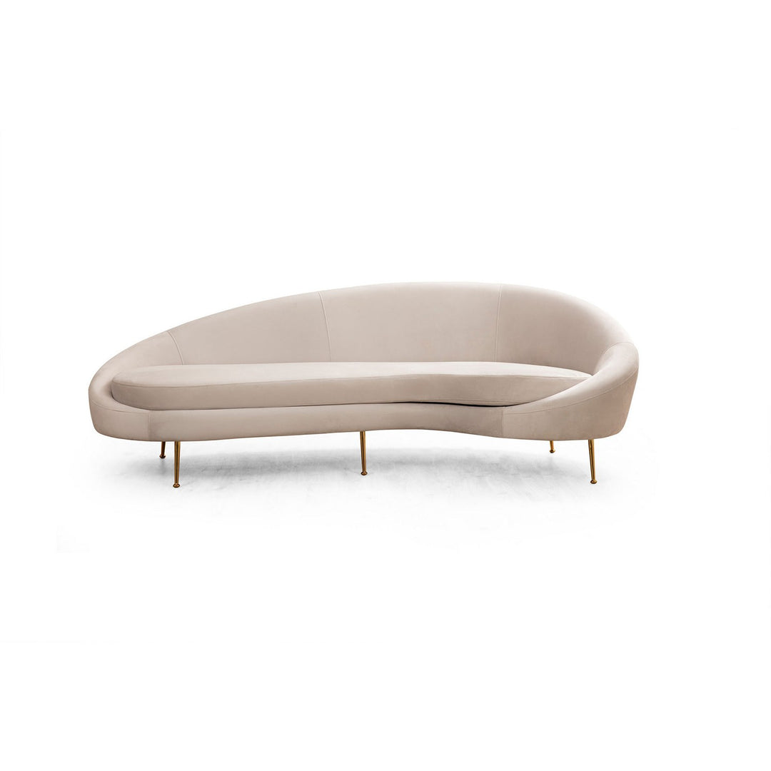 NORDVÄRK Eses 3 pers. sofa højre beige polyester stof og guld metal