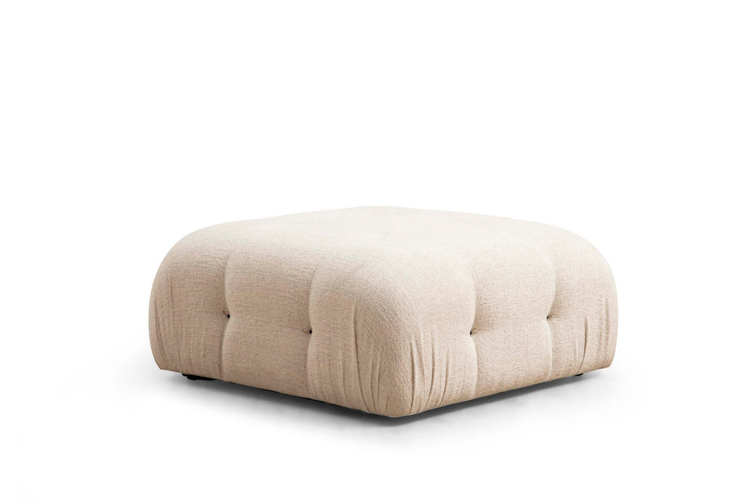 NORDVÄRK Bubble puf kvadratisk creme bouclette polyester og mat sort plast 95x95