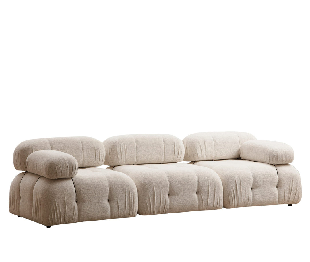 NORDVÄRK Bubble L1-O1-1R 3 pers. sofa creme bouclette polyester og mat sort plast