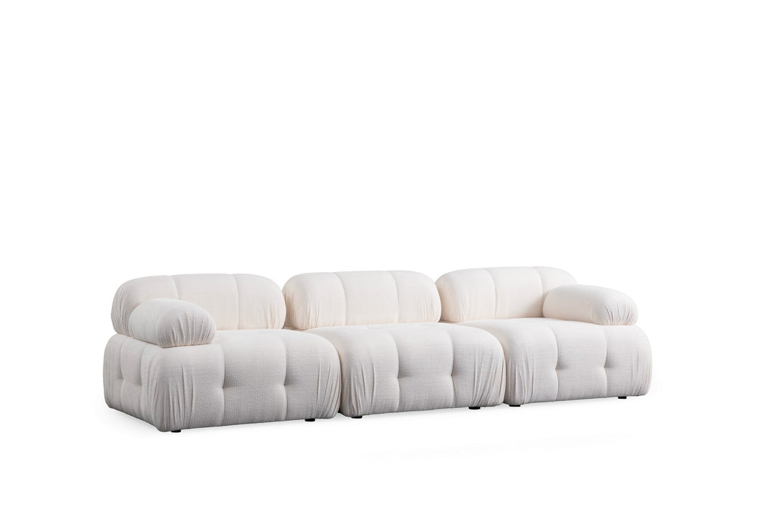 NORDVÄRK Petite 3 3 pers. sofa hvid polyester og sort plastik