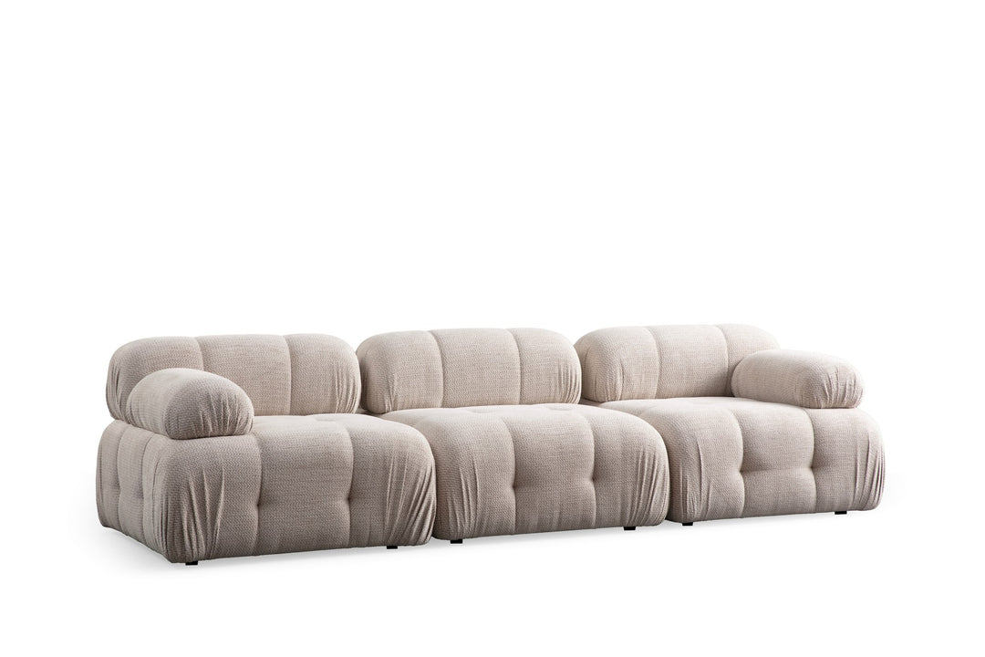 NORDVÄRK Petite 3 3 pers. sofa creme polyester og sort plastik