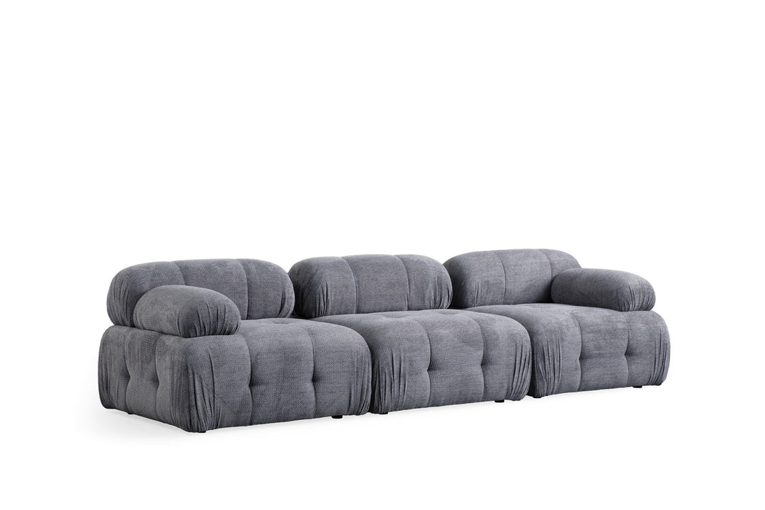 NORDVÄRK Petite 3 3 pers. sofa grå polyester og sort plastik