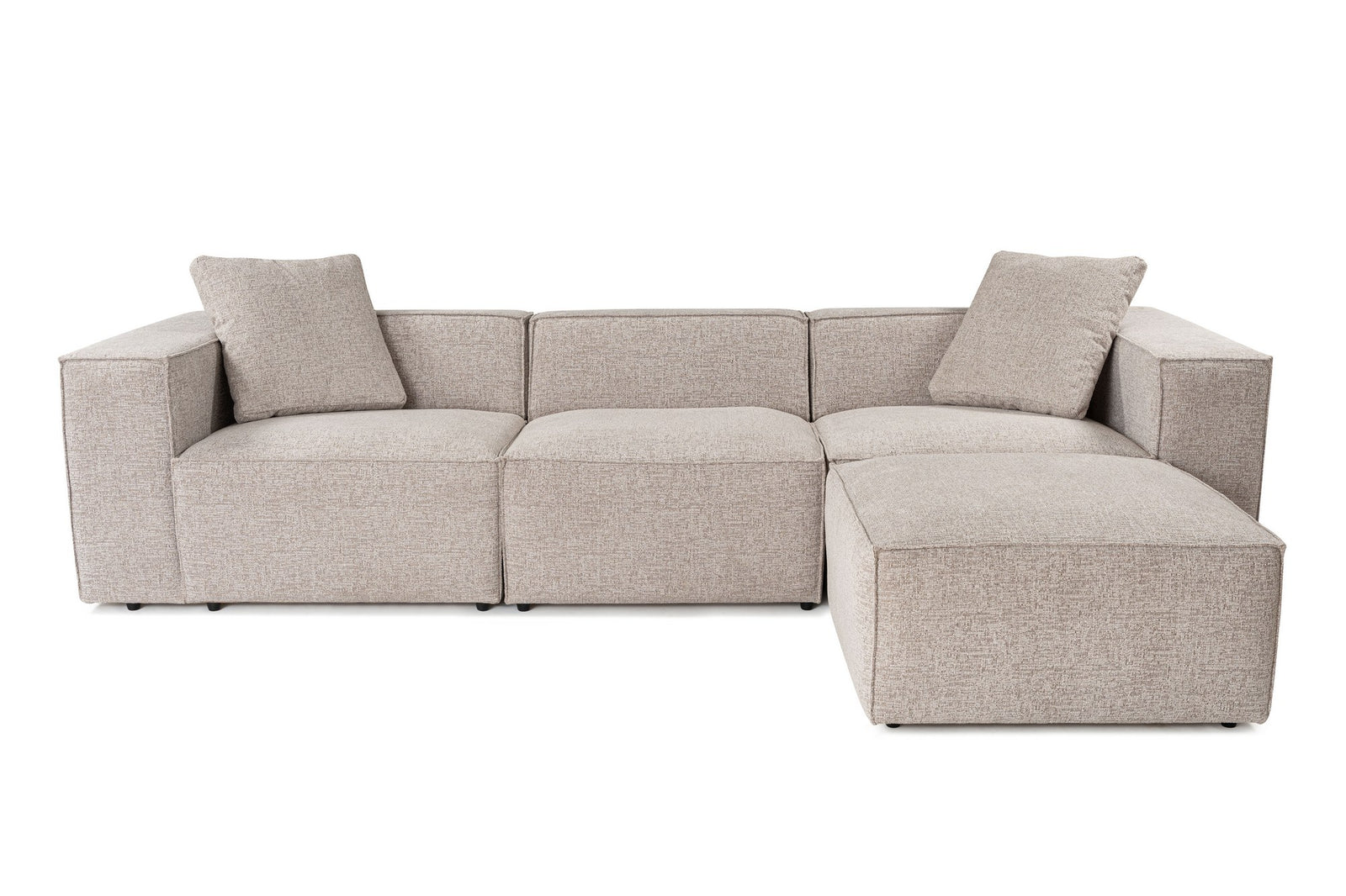 Produktbillede af NORDVÄRK Lora L1-O1-1R-POUFFE hjørnesofa mokka hør og plast i premium kvalitet