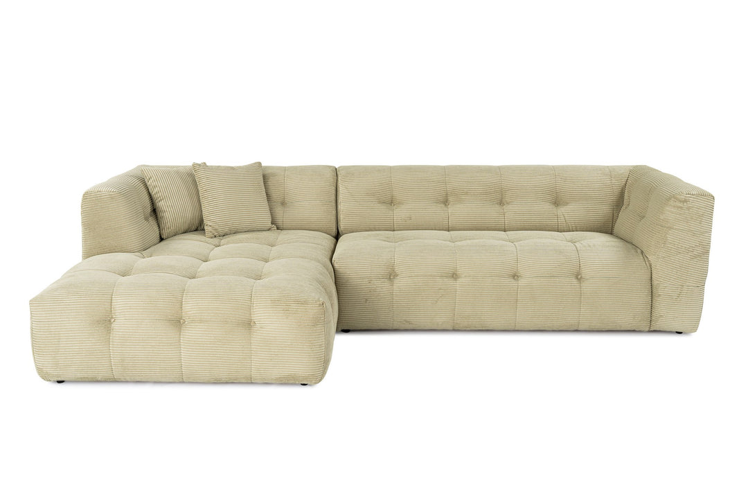 Produktbillede af NORDVÄRK Cady hjørnesofa venstre grøn polyester fløjl stof i premium kvalitet