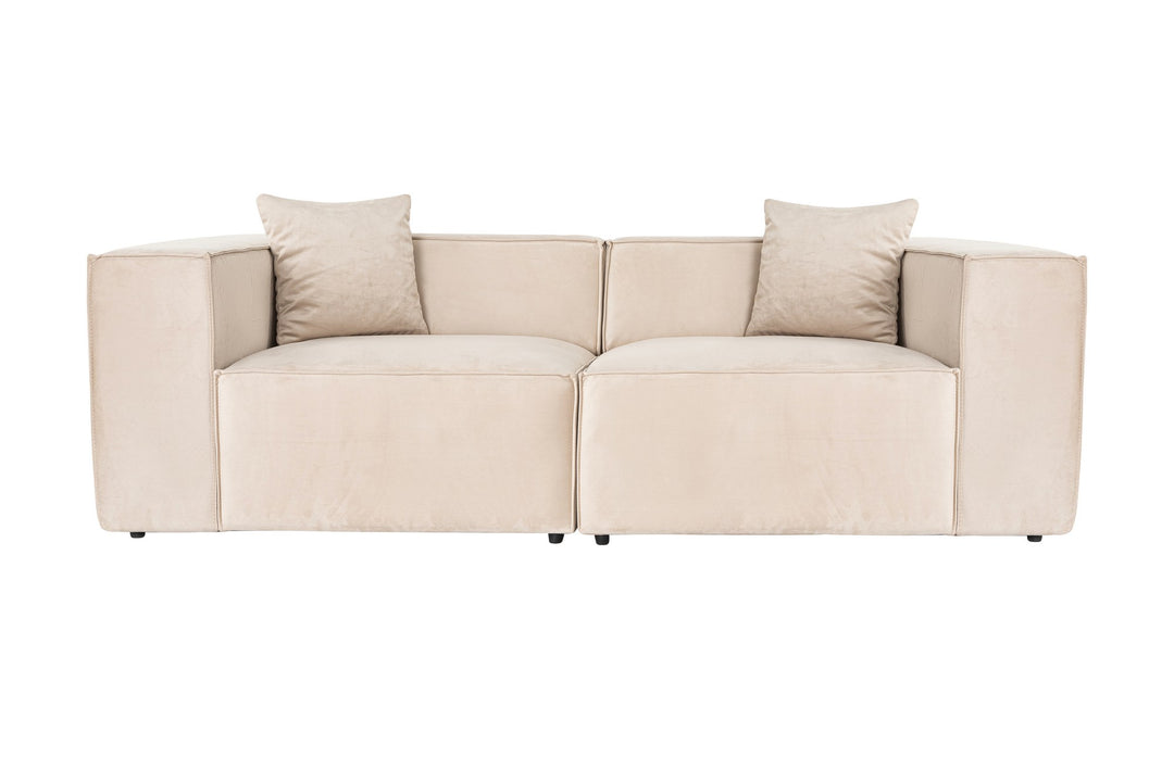 NORDVÄRK Lora 2 pers. sofa m. 2 puder creme stof og plastik