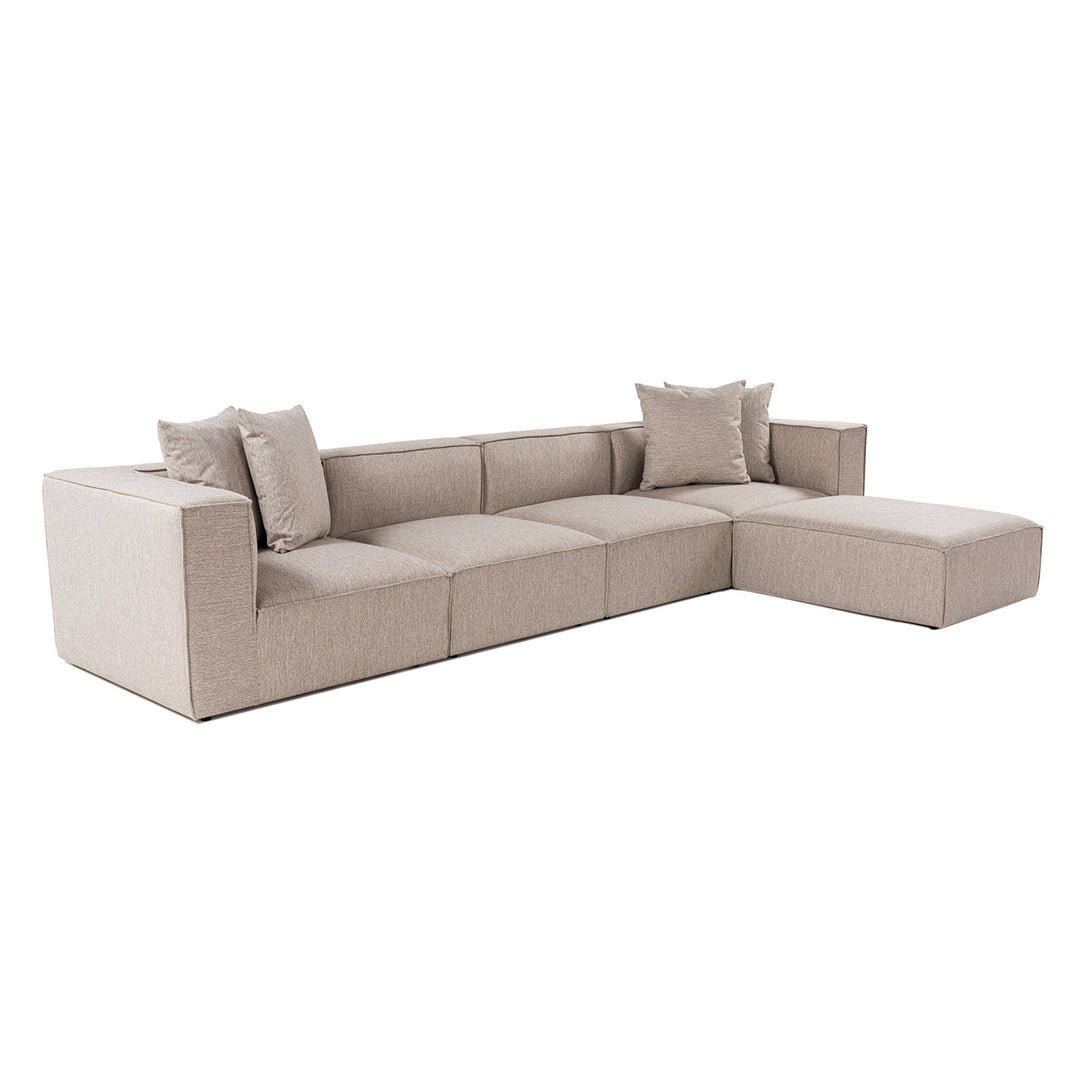 NORDVÄRK Sora L1-O1-O1-1R-POUFFE hjørnesofa sand-beige stof