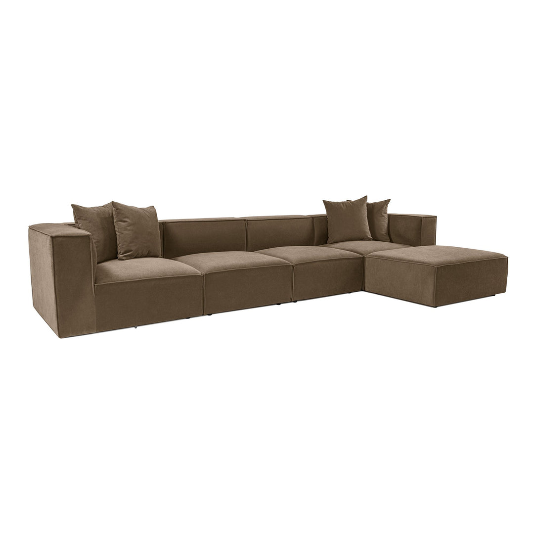 NORDVÄRK Sora L1-O1-O1-1R-POUFFE hjørnesofa brun stof