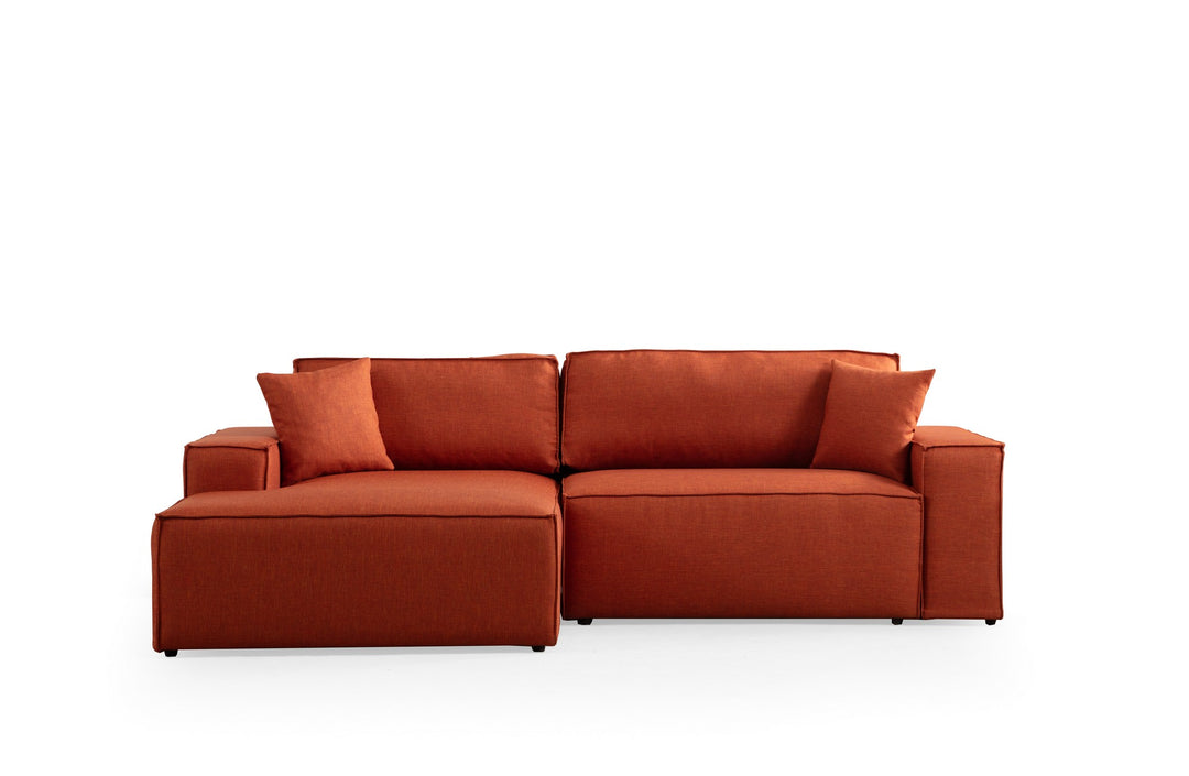 NORDVÄRK P?rlo venstre hjørnesofa m. opbevaring orange polyester