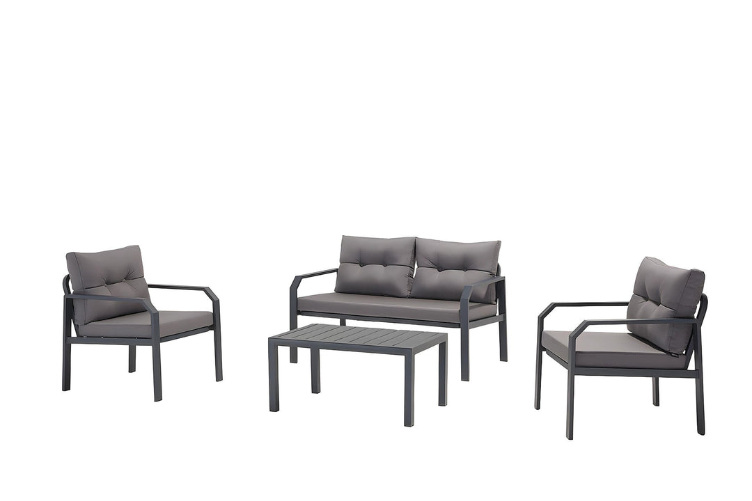 NORDVÄRK Arya udendørs loungesæt m. 2 stole 1 sofa 1 bord antracit hynder antracit aluminium
