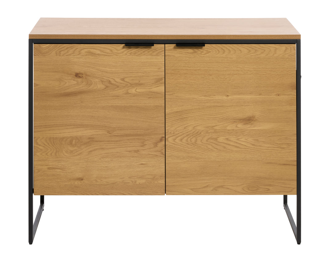 UNIQUE FURNITURE skænk m. 2 låger og 2 hylder natur egemelamin papir og sort jern B:105