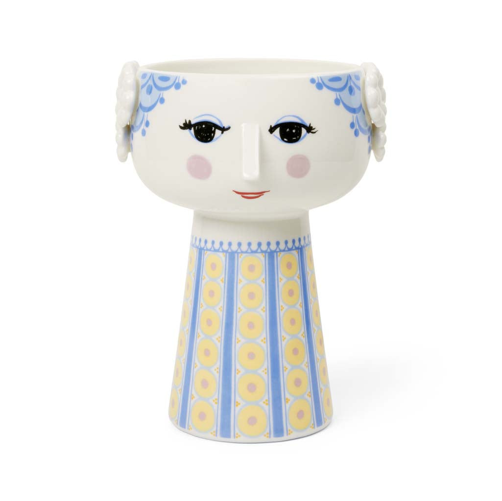 Produktbillede af Bjørn Wiinblad Eva Vase H18.5 cm blå i premium kvalitet