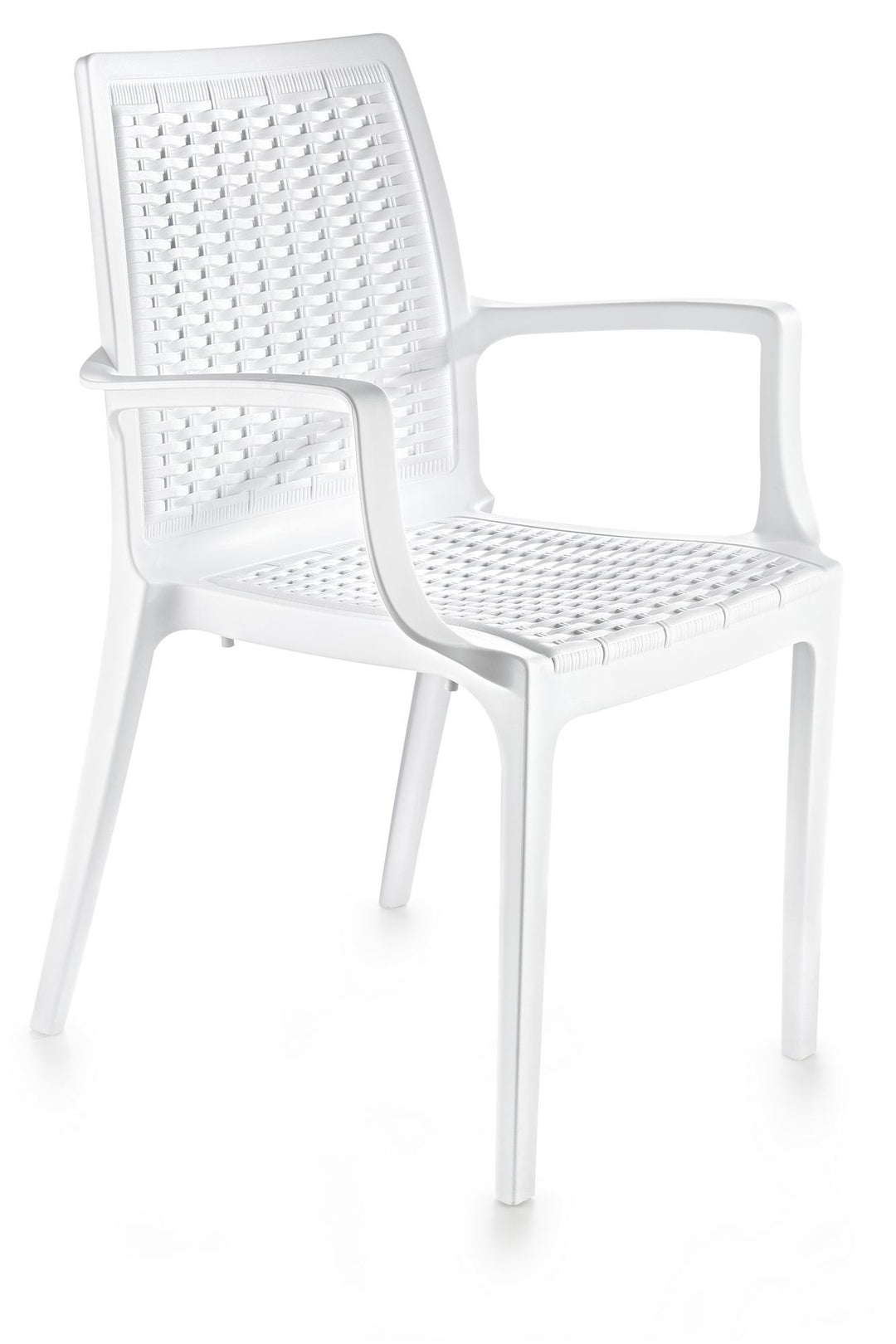 NORDVÄRK Rattan spisebordsstol m. armlæn hvid v2 polypropylen