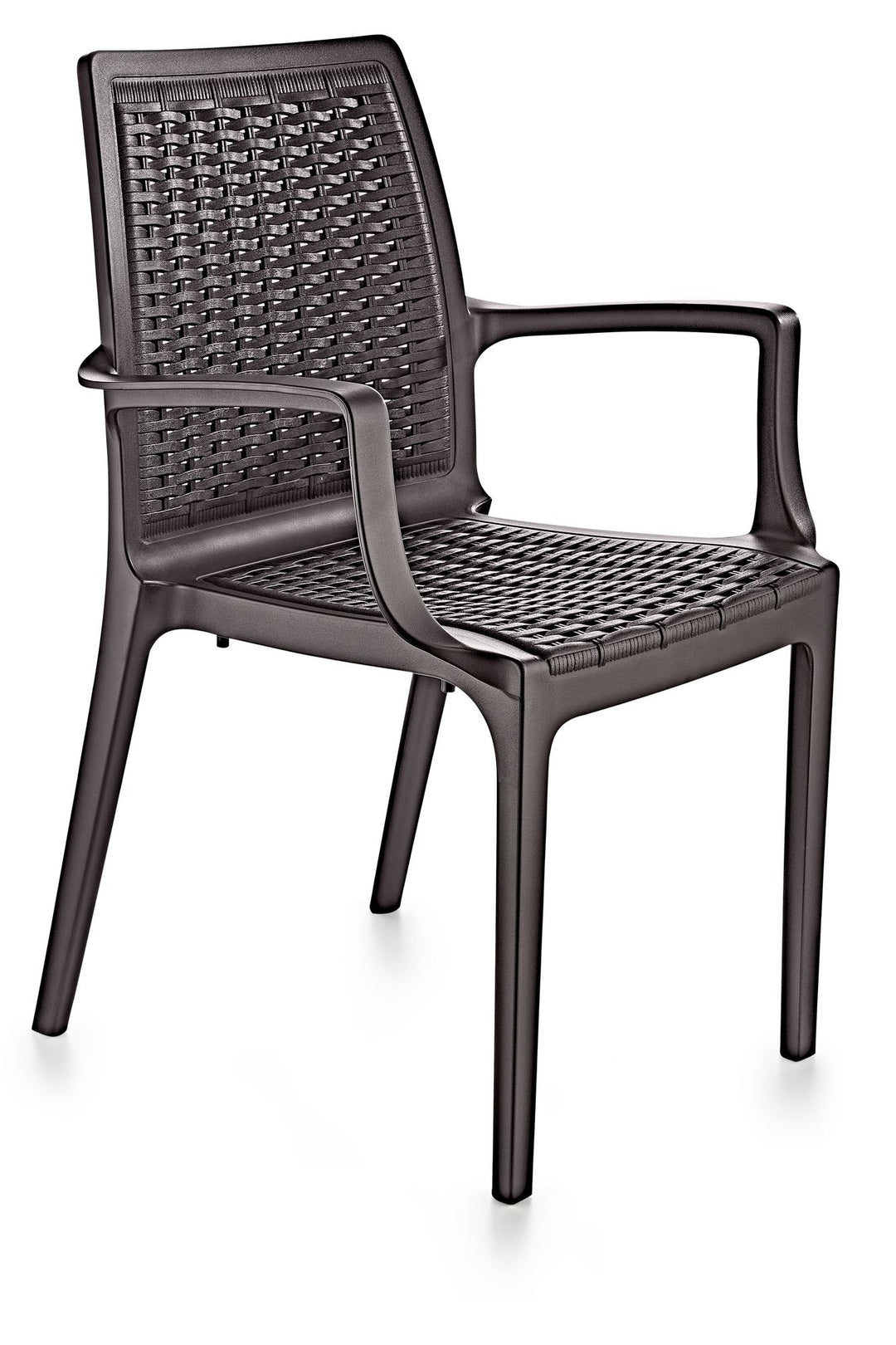 NORDVÄRK Rattan spisebordsstol m. armlæn mørkebrun v2 polypropylen