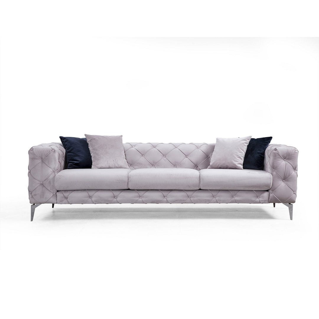 NORDVÄRK Como 3 pers. sofa lysegrå polyester stof og forkromet metal