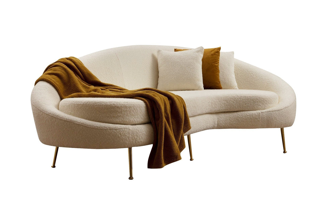 NORDVÄRK Eses bouclett 3 pers. sofa creme polyester stof og guld metal