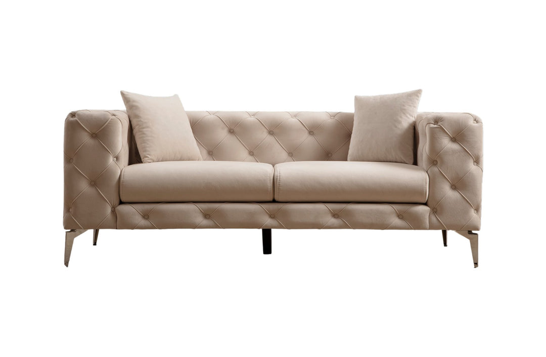 NORDVÄRK Como 2 pers. sofa ecru polyester stof og forkromet metal