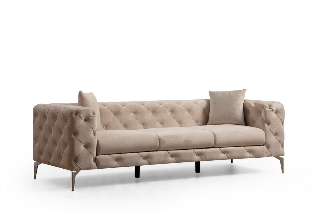 NORDVÄRK Como 3 pers. sofa ecru polyester stof og forkromet metal