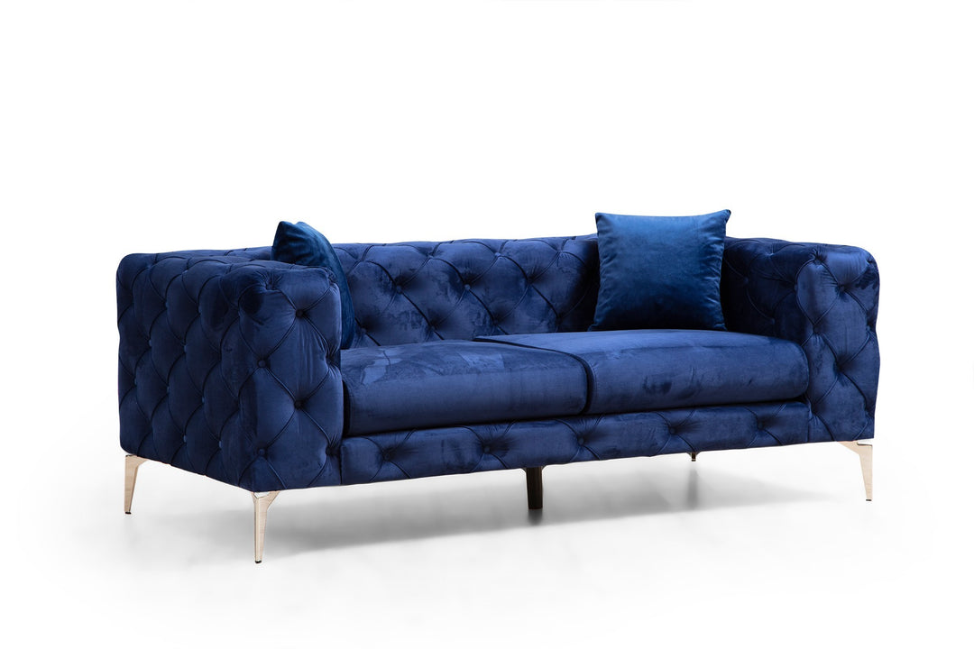 NORDVÄRK Como 2 pers. sofa marineblå polyester og krom metal