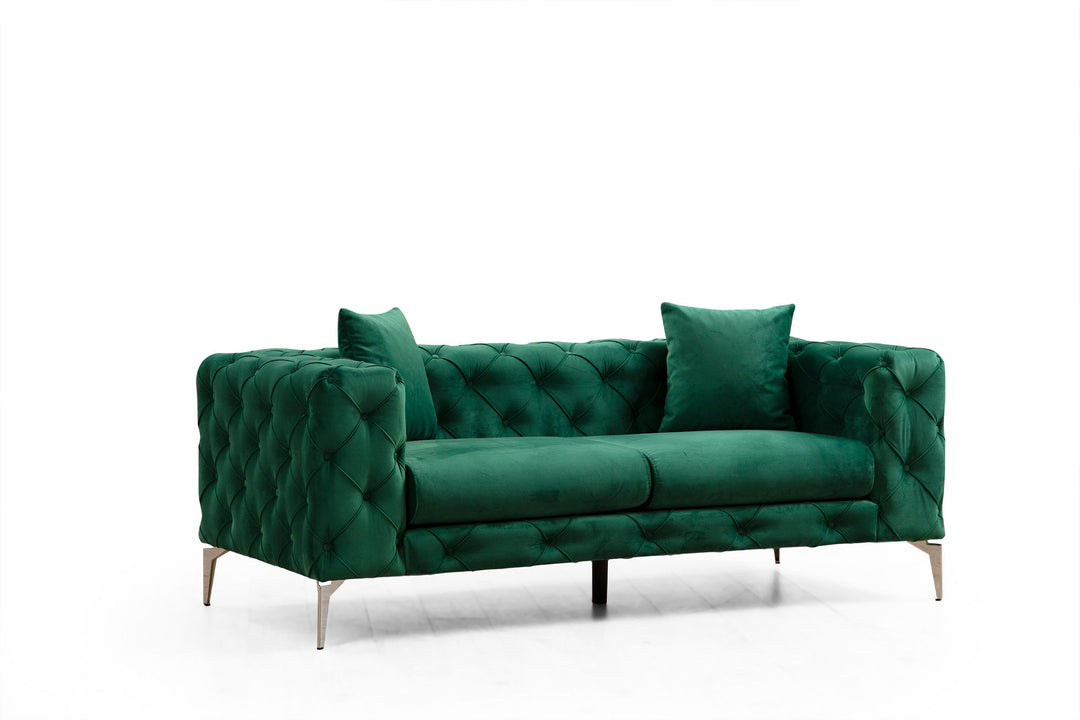 NORDVÄRK Como 2 pers. sofa grøn polyester og krom metal