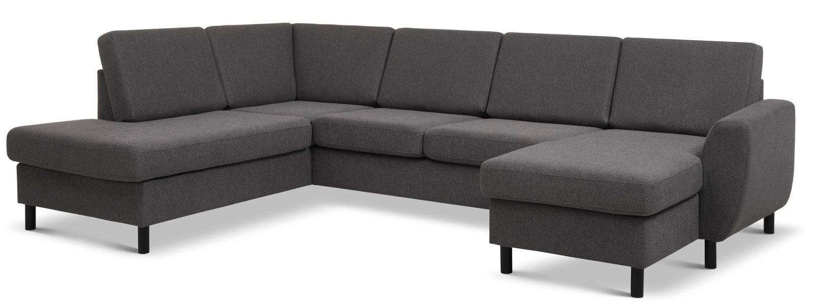 Produktbillede af Wendy set 4 U OE left sofa m. chaiselong antracitgrå polyester stof og sort træ i premium kvalitet