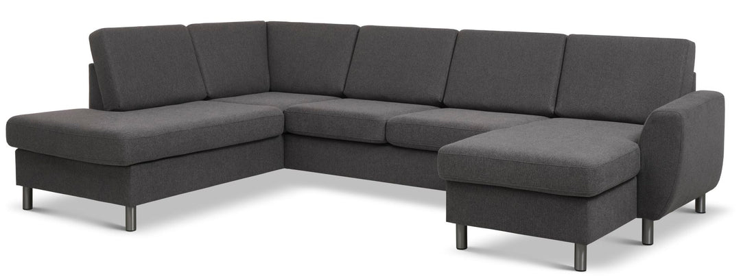 Produktbillede af Wendy set 4 U OE left sofa m. chaiselong antracitgrå polyester stof og børstet aluminium i premium kvalitet