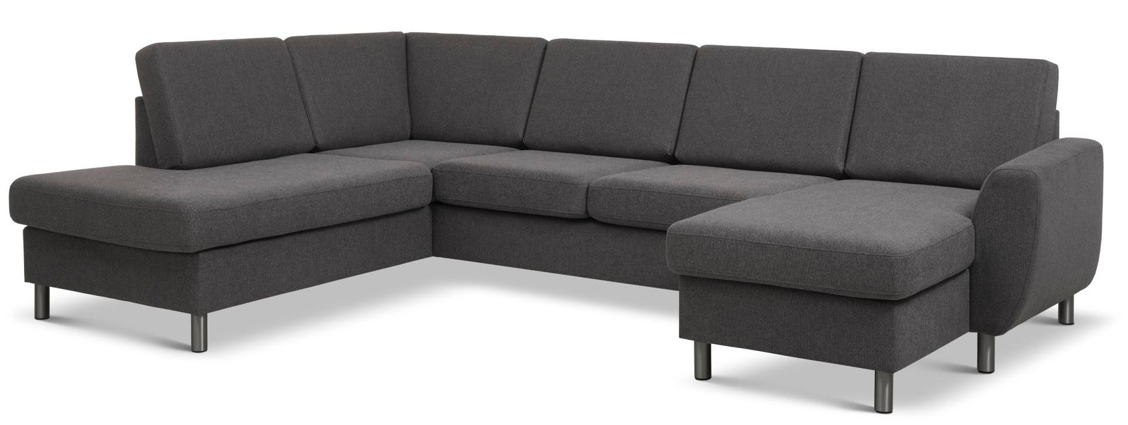 Produktbillede af Wendy set 4 U OE left sofa m. chaiselong antracitgrå polyester stof og børstet aluminium i premium kvalitet