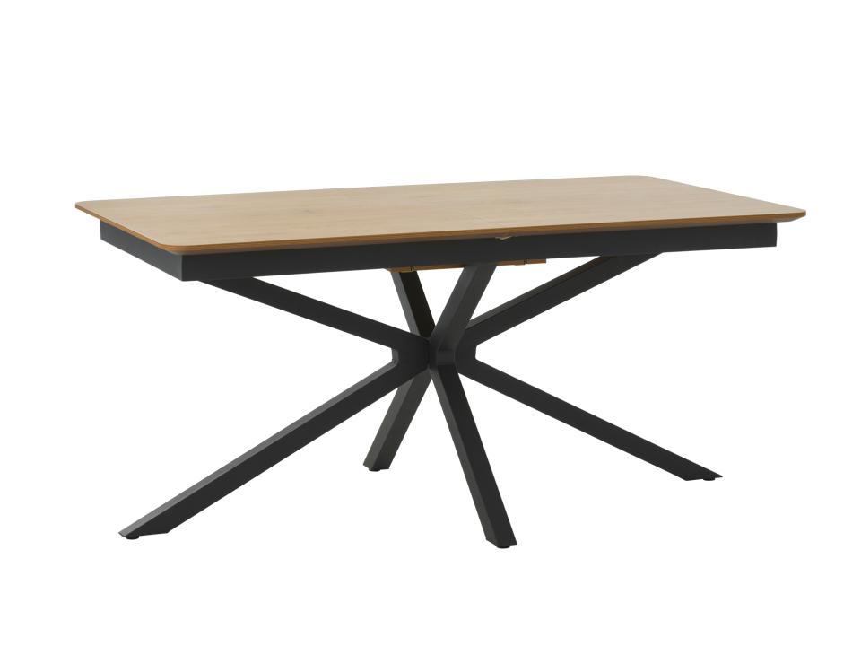 UNIQUE FURNITURE spisebord m. butterflybordplade natur egemelamin og sort metal 90x160-200
