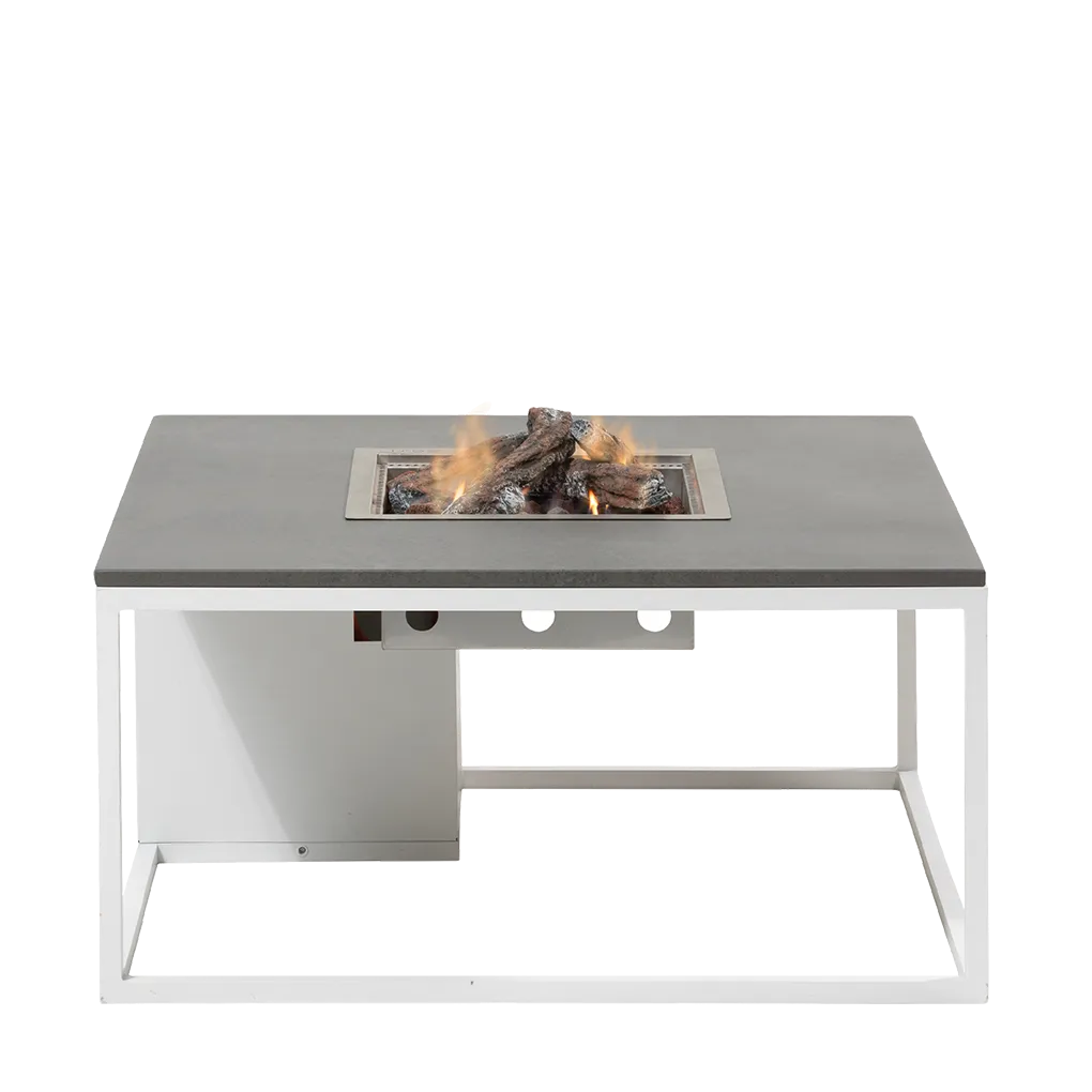 Produktbillede af COSI FIRES Cosiloft 100 lounge ildbord kvadratisk grå og hvid aluminium 100x100 i premium kvalitet