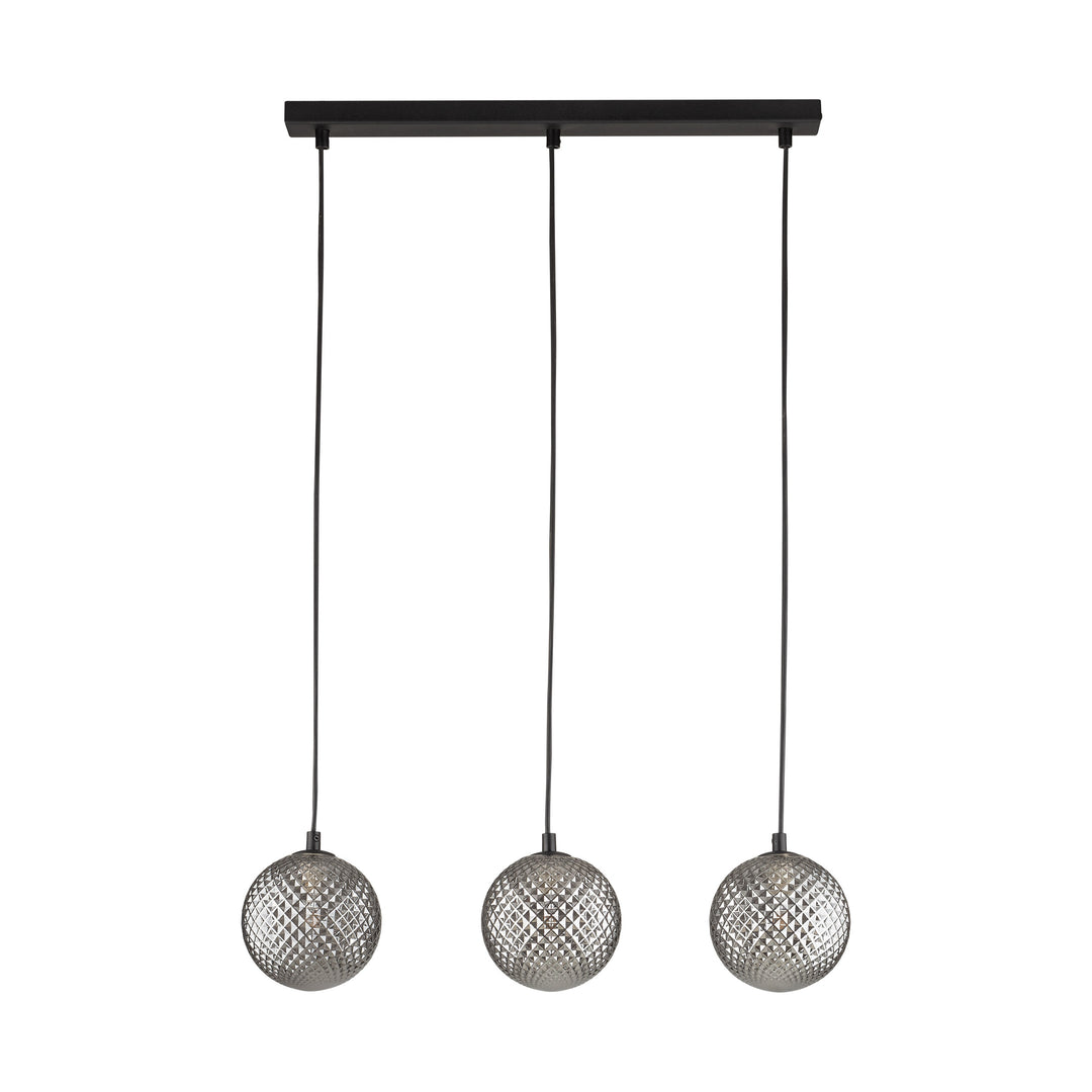 TK Elena loftlampe m. 3 skærme grafit glas og sort metal