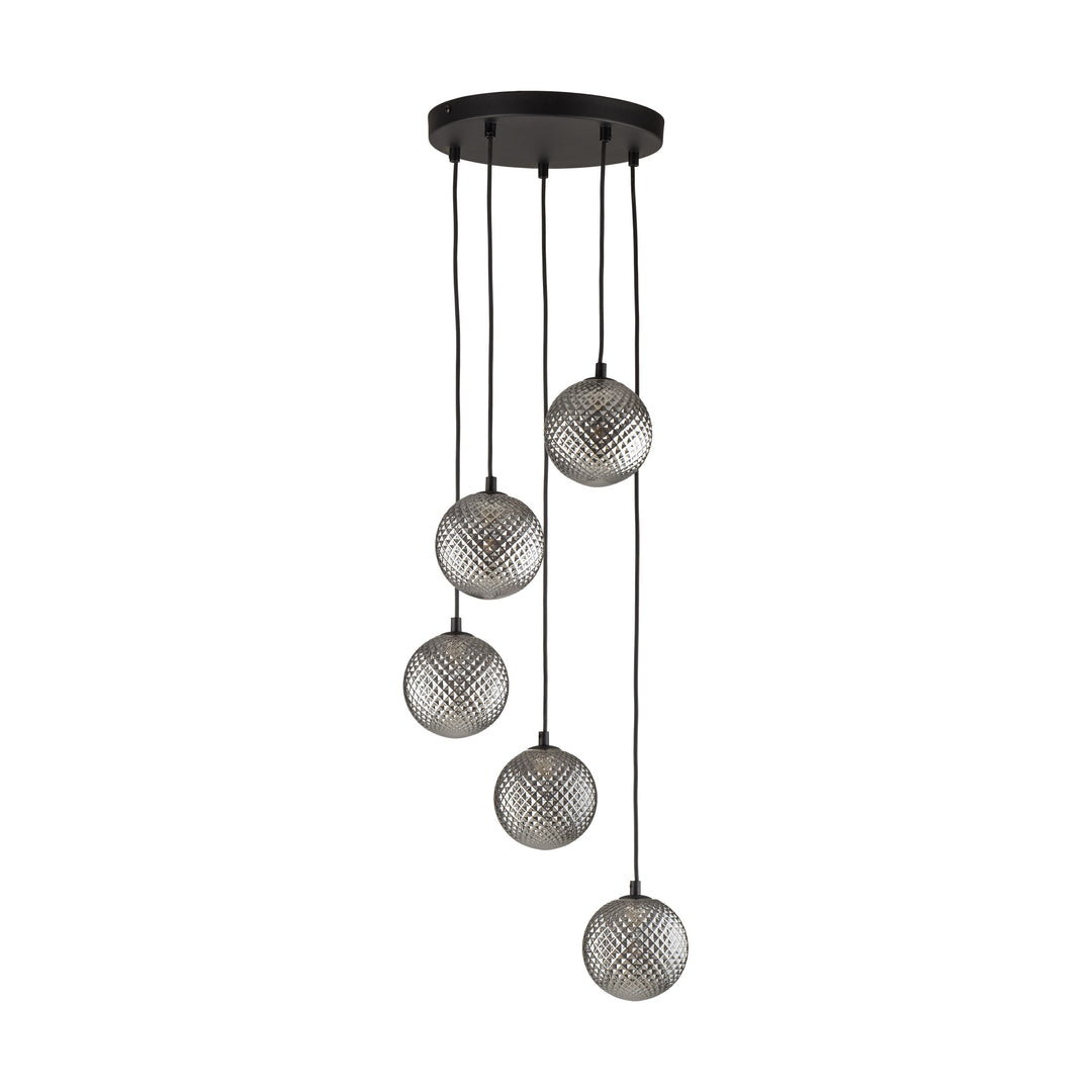 TK TK Elena loftlampe m. 5 skærme grafit glas og sort metal