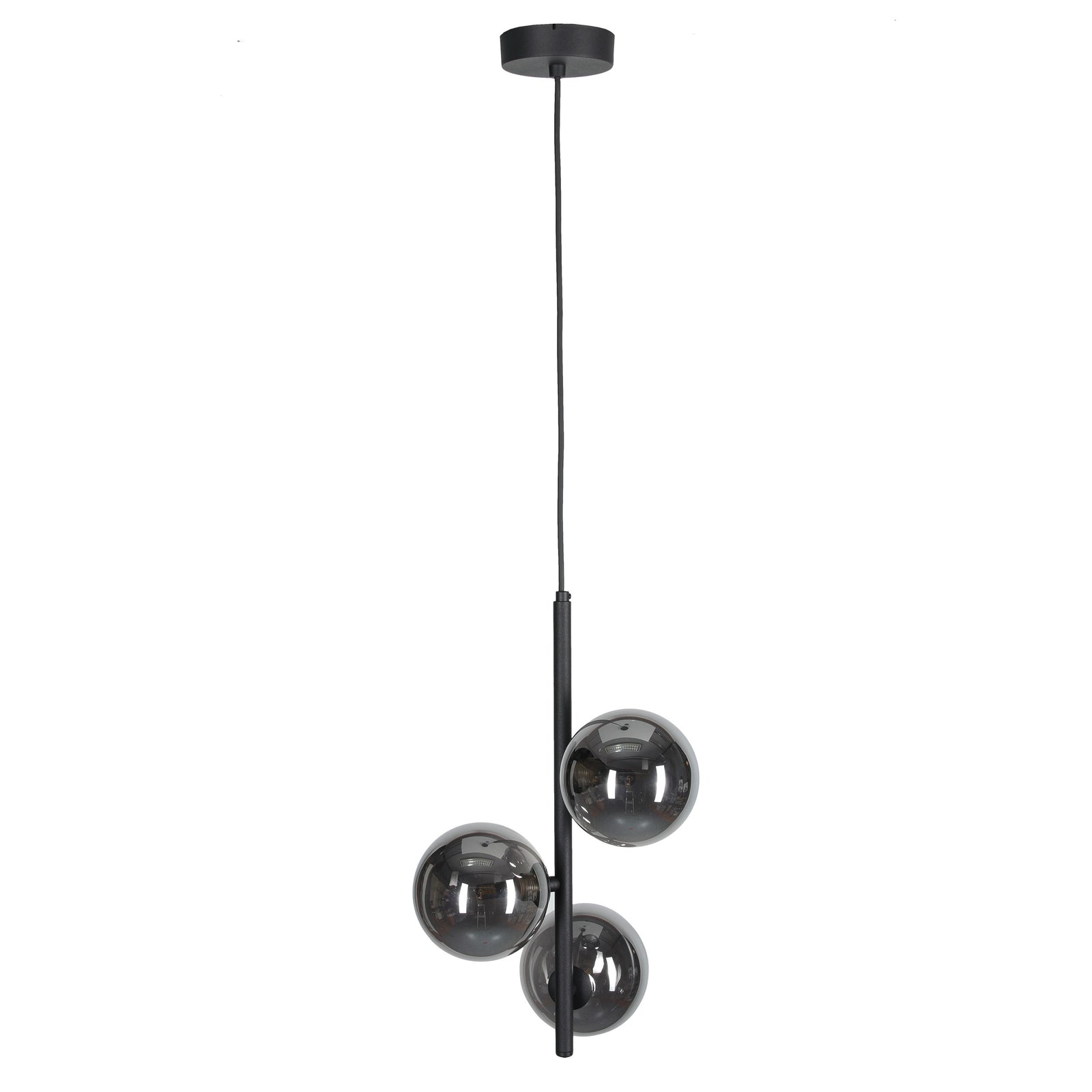 Produktbillede af TK Estera loftlampe m. 3 skærme glas og sort metal i premium kvalitet