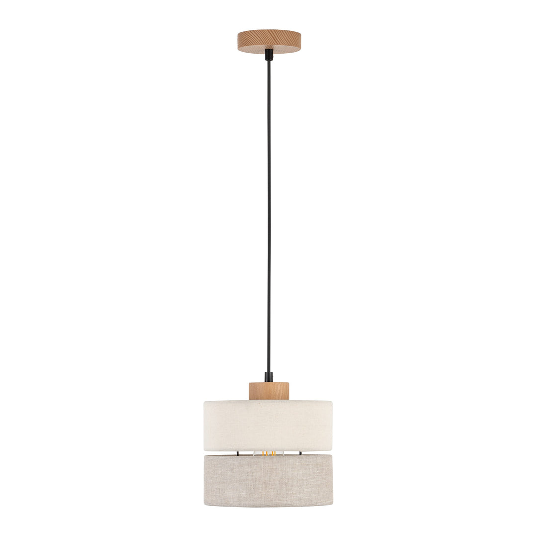 TK Eco loftlampe 200 rund natur stof og natur fyrretræ