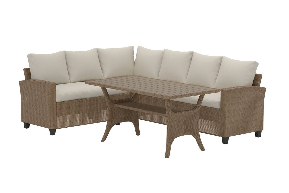 Venture Home Brentwood udendørs hjørnesofasæt i beige polyester og aintwood