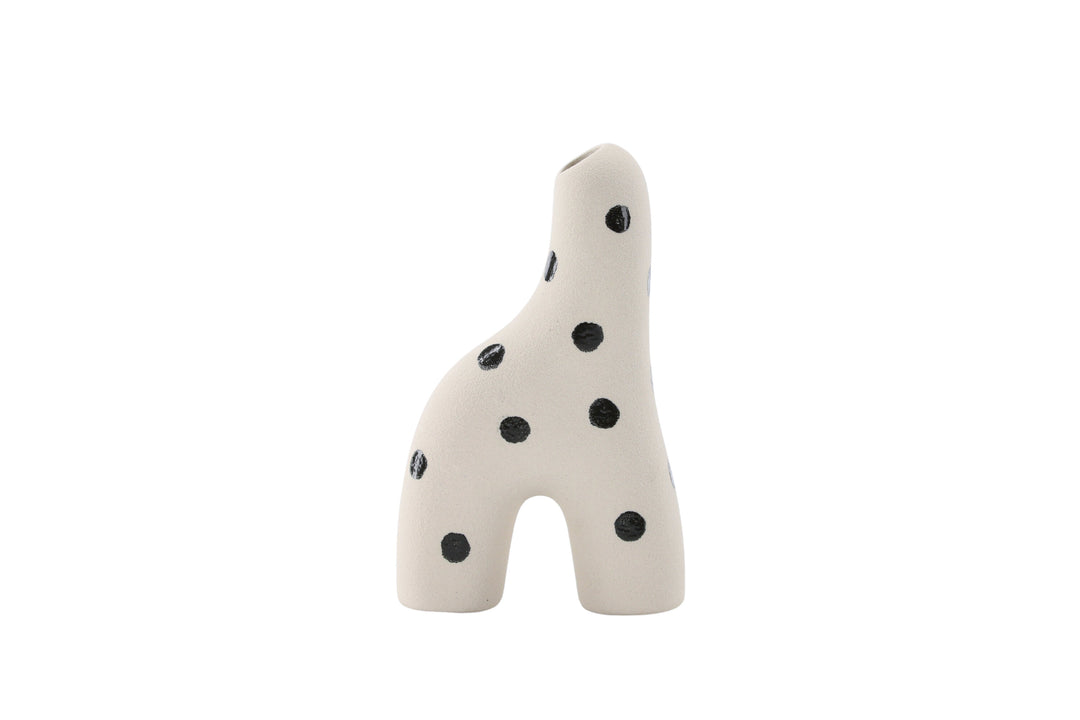 VENTURE DESIGN Aya vase hvid/sorte prikker stentøj 9x4x16H